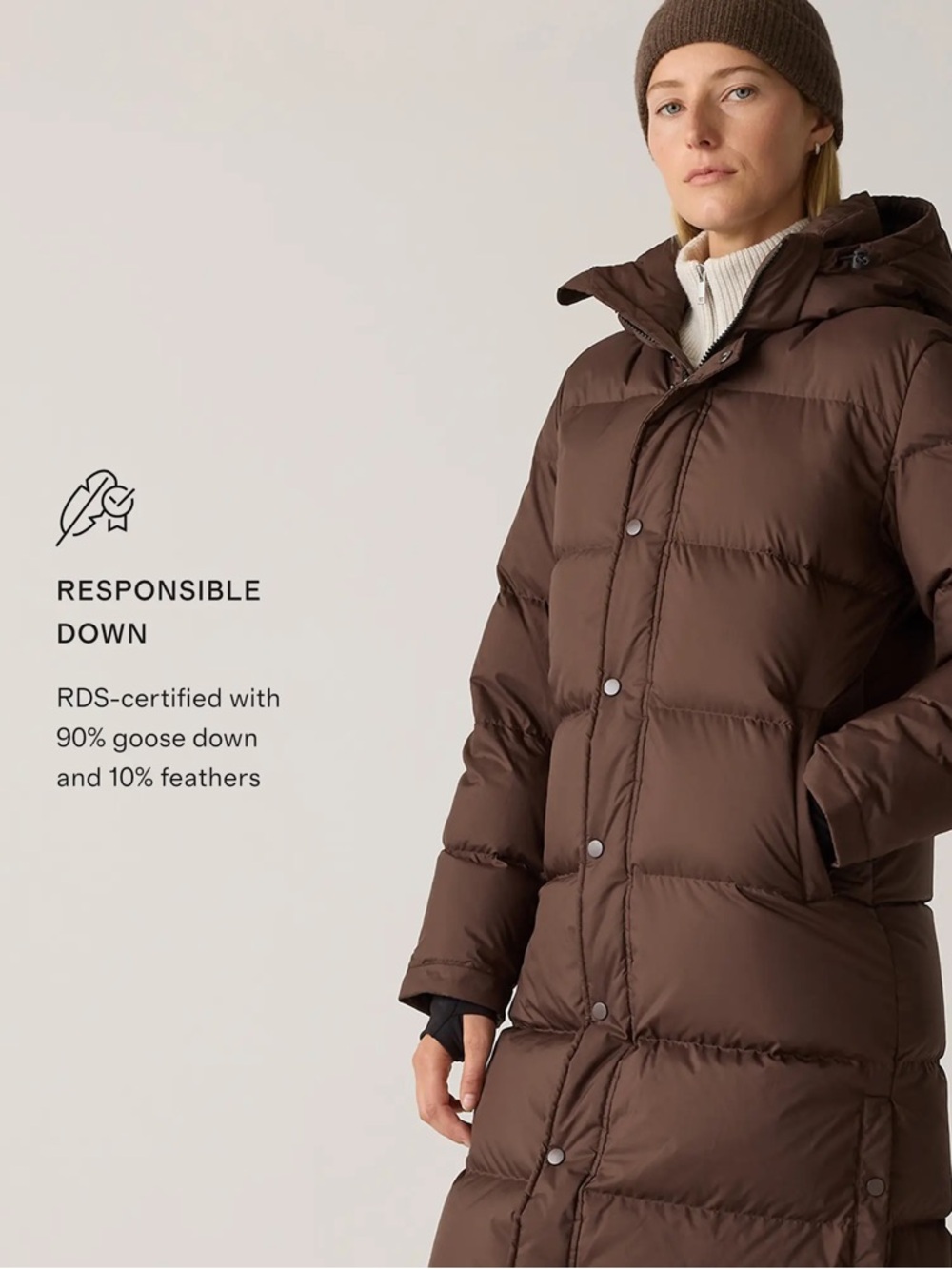 Quince Responsible Down Long Puffer Jacket Hot Fudge Small NWT - Picture 5 of 11